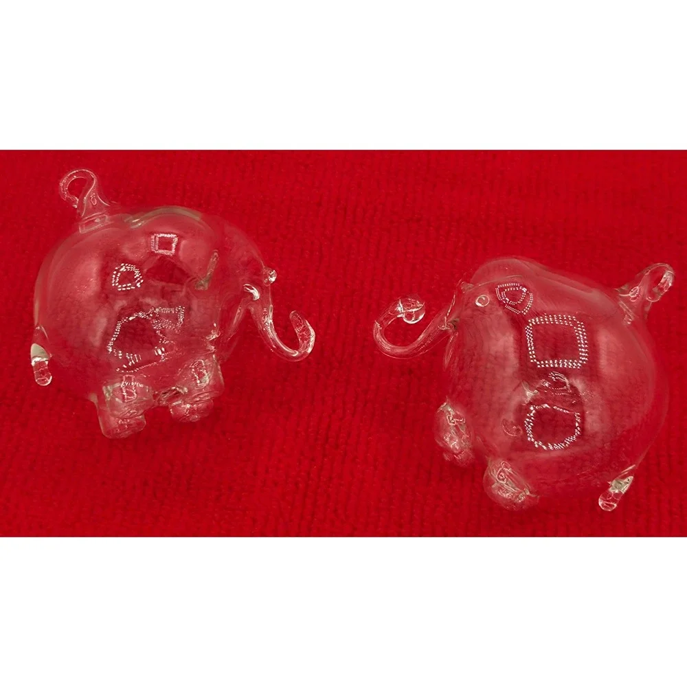 Roberto Niederer Elephants Vintage Hand Blown Glass Ornaments Set/2 Box Italy